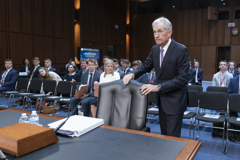 US Federal Reserve Chair Jerome Powell arrives to testify before the Senate Banking, Housing, and Urban Affairs Hearings to review the Semiannual Monetary Policy Report to Congress on Capitol Hill in Washington, DC, on July 9, 2024. (Photo by Chris Kleponis / AFP ) (Photo by CHRIS KLEPONIS/AFP via Getty Images)